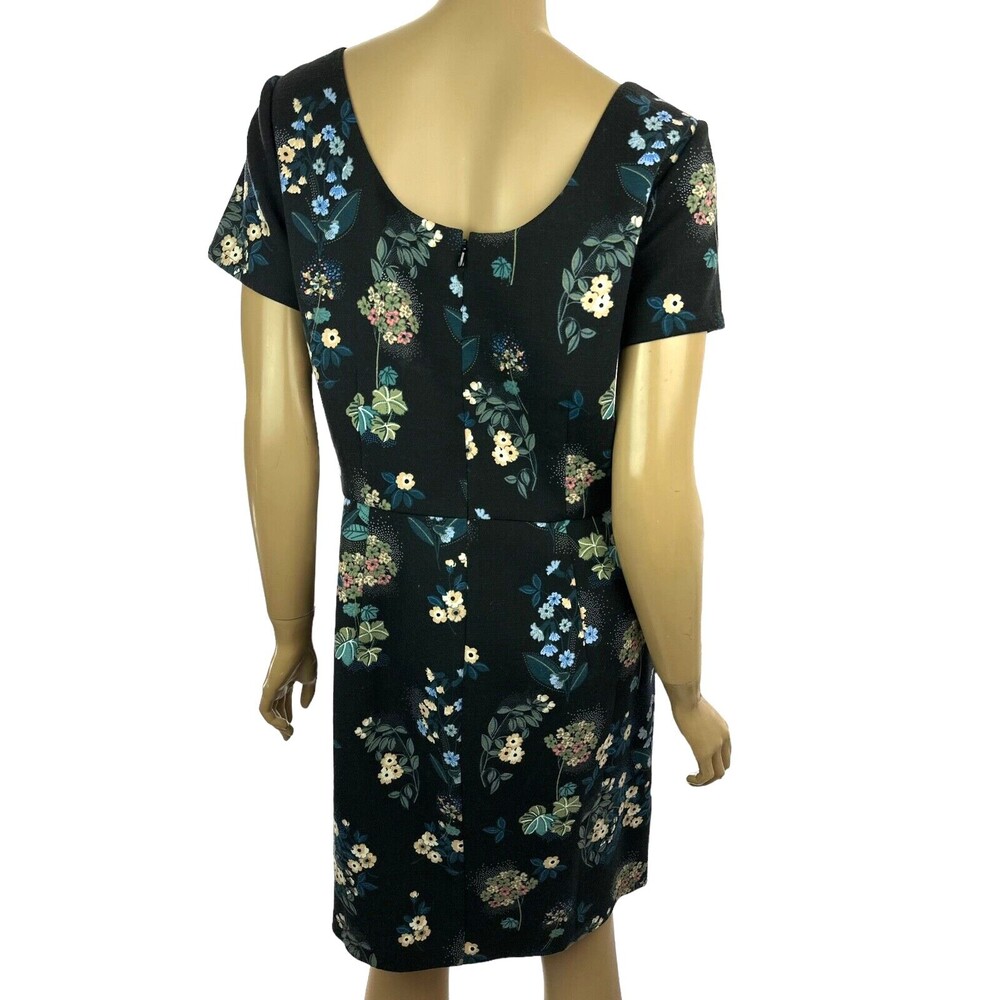 Loft Sz 8 Dress Black w Pink,Beige,Blue Floral Short Sleeve Polyester & Spandex - Picture 3 of 5
